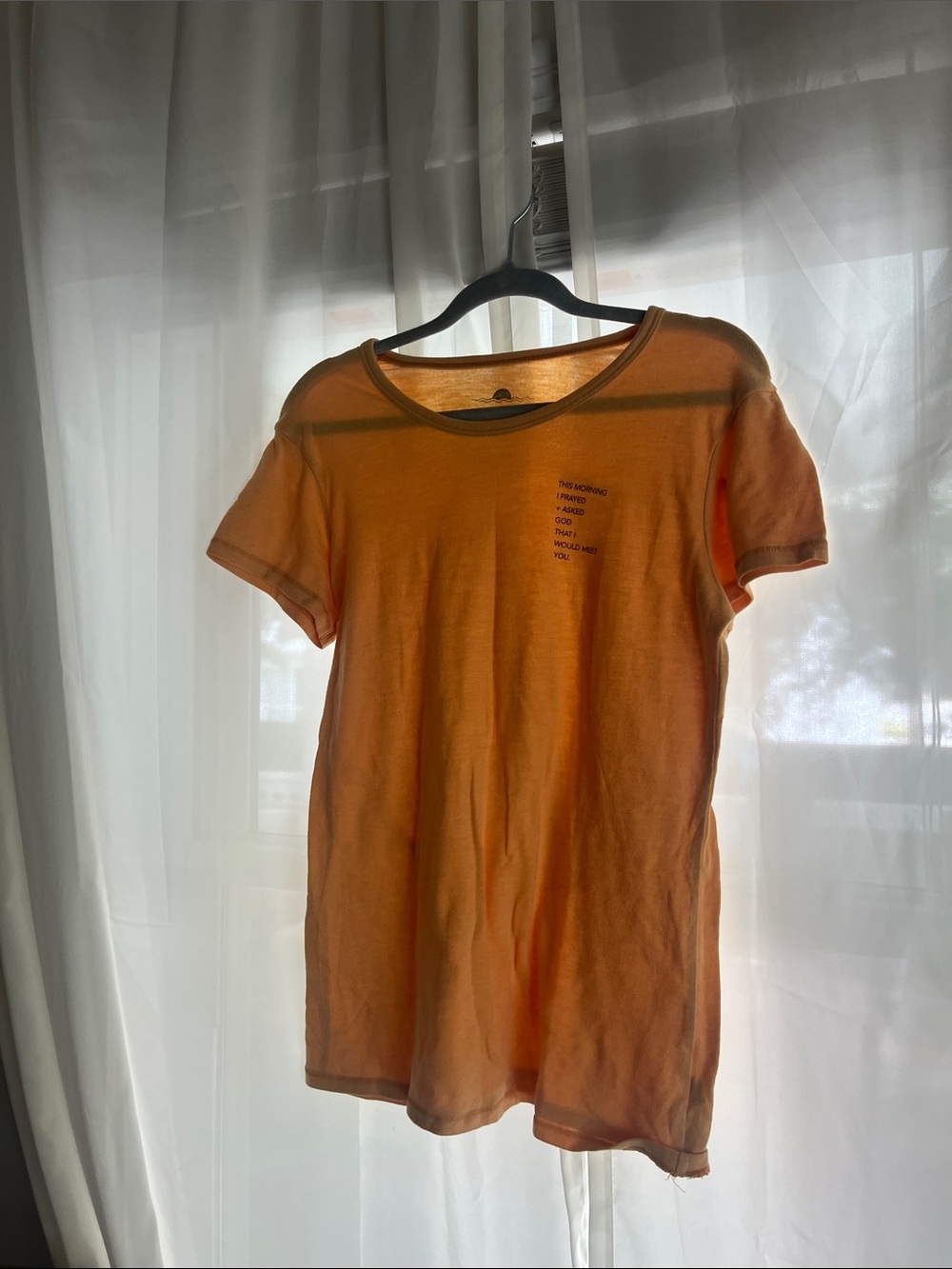 Graphic Tee with Prayer Quote in Light Orange